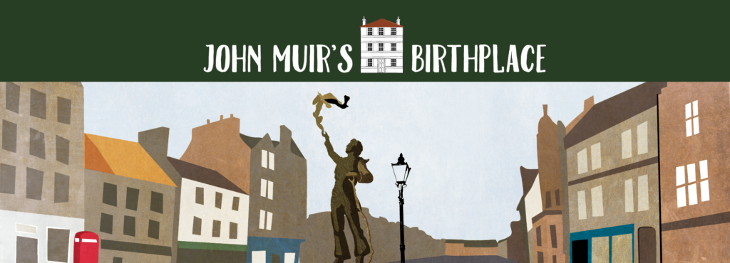 John Muir Birthplace brand and illustration