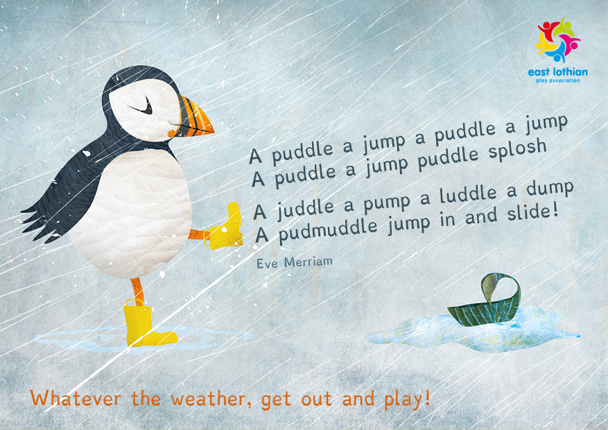 ELPA outdoor play postcard - rain - by helen wyllie