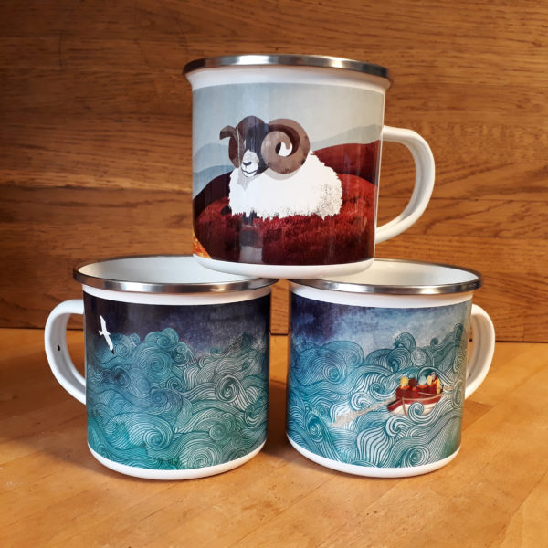 ram and coastal rowing enamel camping mug