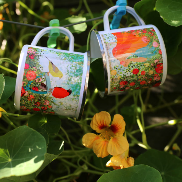 roses enamel camping mug