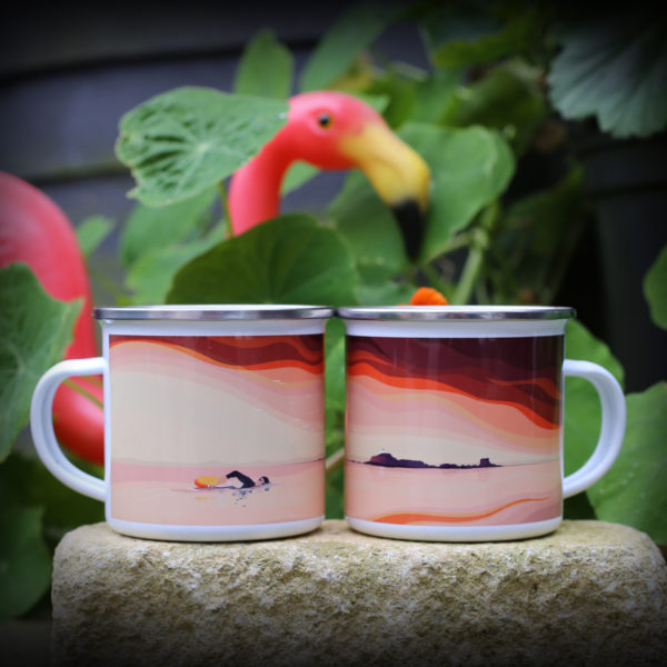 enamel camping mug, yellowcraigs swim