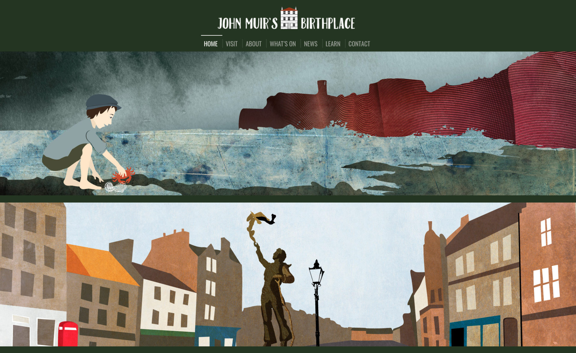 Illustration and design for John Muir Birthplace in Dunbar