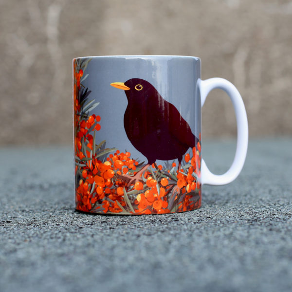 Blackbird seabuckthorn mug