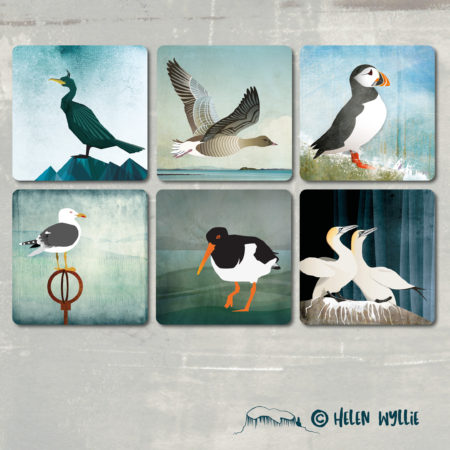 helen wyllie seabird coasters