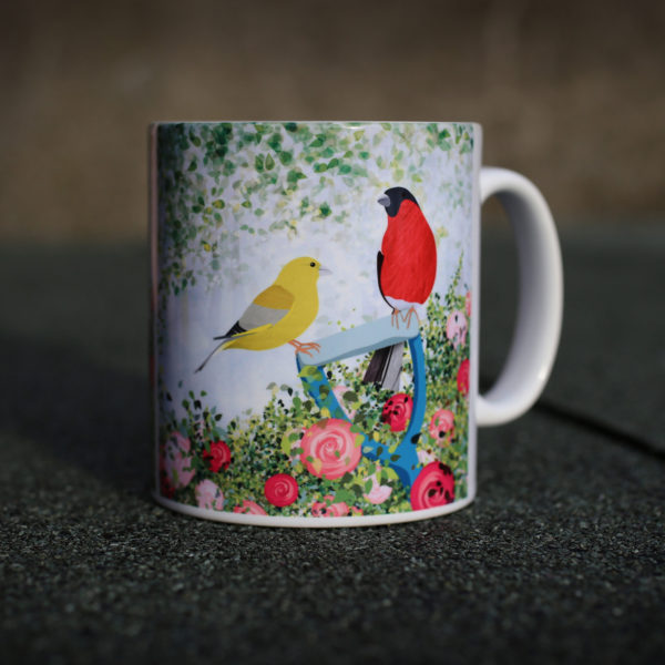 gardening finches ceramic mug helen wyllie