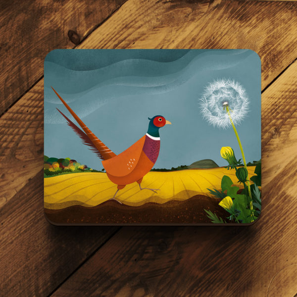 Pheasant and dandelion placemat