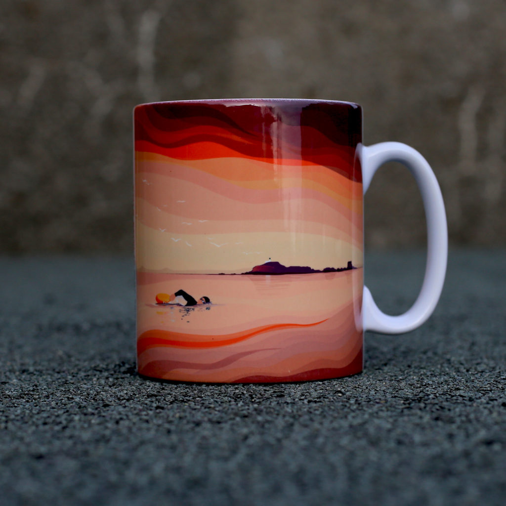 Yellowcraigs swimmer mug by helen wyllie