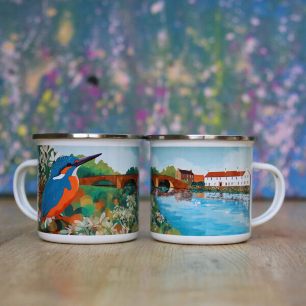 kingfisher, nungate camping mug by helen wyllie