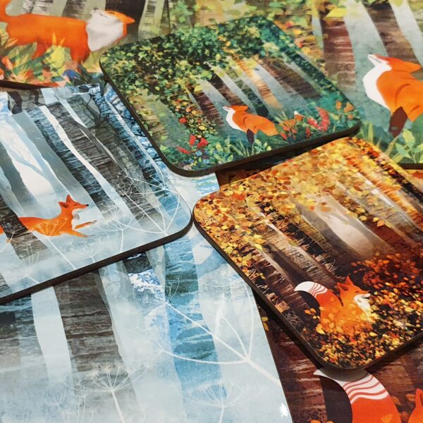 fox coasters and placemats - helen wyllie
