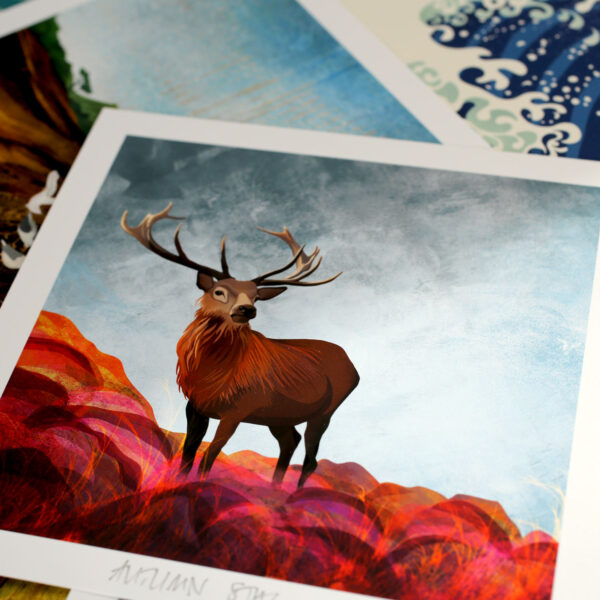 Autumn stag print by helen wyllie
