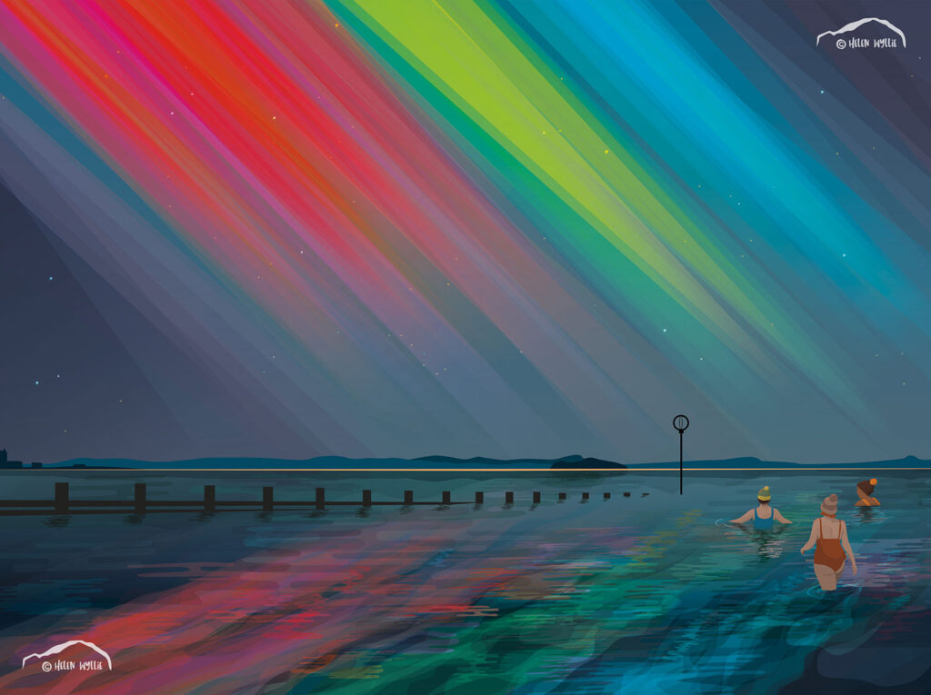 aurora swim portobello greetings card helen wyllie