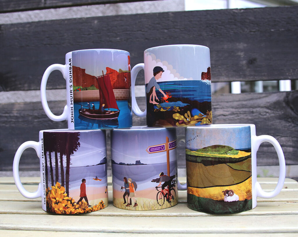 John Muir Birthplace ceramic mugs by helen wyllie
